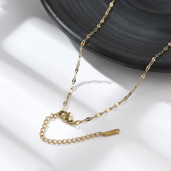5Pcs Ion Plating(IP) 304 Stainless Steel Dapped Chain Necklace for Men Women Real 18K Gold Plated for Man Women DIY Necklace
