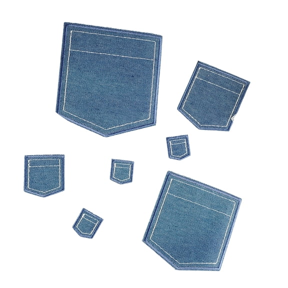 5Pcs Iron On Appliques Jeans Pocket Shape Iron On Fabric Sticker For Clothes Jackets Hat Shoes Sewing Accessories