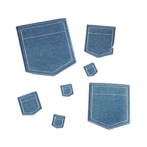5Pcs Jeans Pocket Shape Patches Washable Iron On Fabric Patches For Clothing Repair And Jackets Bag Hat Shoe Decoration