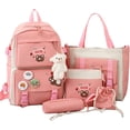 thumbnail image 1 of 5Pcs Kawaii Cute Backpacks Combo Set with Bear Pendant & Pins - Back To School Supplies Japanese Anime Student Daypack Bag Kit with Tote, 1 of 10