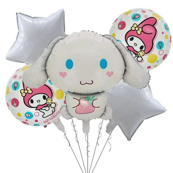 5Pcs Kawaii Sanrio Kuromi Melody Cinnamoroll Foil Balloons Set Birthday Party Decoration Supplies Latex Balloon Baby Shower Toys