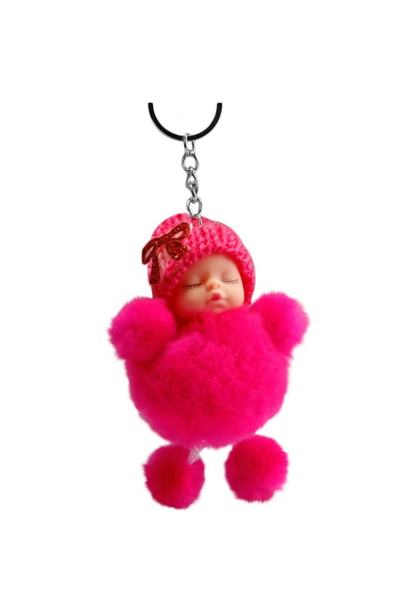 5Pcs Keychain Doll under $5! Xqxayjr Cute SleepingBabyKeychain,Pom Pom Doll Keyring For Bag,Bowtie Plush Keychain Accessory,Decorative Key Chain For Women,Kawaii Doll Keychain For Backpack