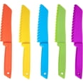 thumbnail image 1 of 5Pcs Kid Kitchen Knife Plastic Fruit Knive Child Safety Knife Colorful Serrated Knife Suitable for Baking Fruit Bread Cake Lettuce Salad (5 Colors), 1 of 5