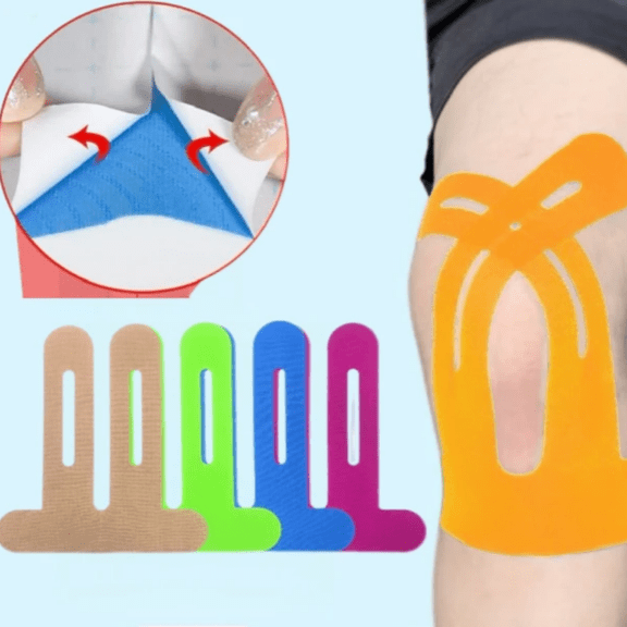 5Pcs Kinesiology Tape for Knee, Elastic Sports Muscle Tape, Waterproof Breathable Athletic Support Sticker for Marathon Running Fitness