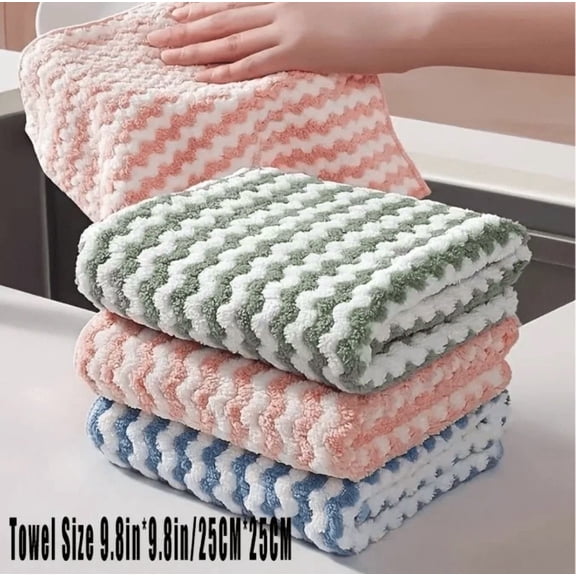 5Pcs Kitchen Dish Cloths, Microfiber Dish, Soft Absorbent Towels, Reusable, New