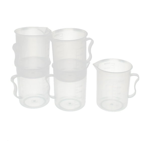 5Pcs Kitchen Lab 250ml Plastic Measuring Jug Cups Handle Pour Spout Container