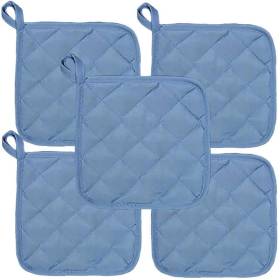 5Pcs Kitchen Pot Holders Set Heat Resistant Pure Cotton Potholders Kit Trivets Large Coasters Hot Pads Pot Holders for Everyday Cooking and Baking by 6.5 x 6.5 Inch