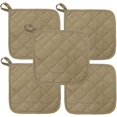 thumbnail image 1 of 5Pcs Kitchen Pot Holders Set Heat Resistant Pure Cotton Potholders Kit Trivets Large Coasters Hot Pads Pot Holders for Everyday Cooking and Baking by 6.5 x 6.5 Inch,Sand/Tan, 1 of 7