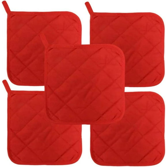 5Pcs Kitchen Pot Holders Set Heat Resistant Pure Cotton Potholders Kit Trivets Large Coasters Hot Pads Pot Holders for Everyday Cooking and Baking by 6.5 x 6.5 Inch