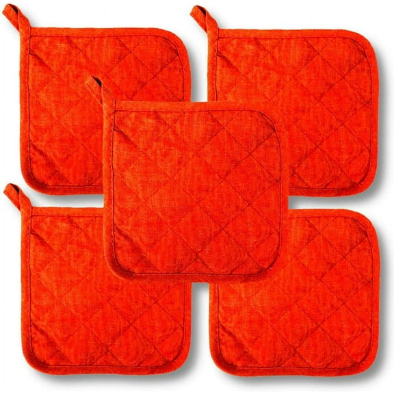 5Pcs Kitchen Pot Holders Set Heat Resistant Pure Cotton Potholders Kit Trivets Large Coasters Hot Pads Pot Holders for Everyday Cooking and Baking by 6.5 x 6.5 Inch