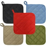 5Pcs Kitchen Pot Holders Set Heat Resistant Pure Cotton Potholders Kit Trivets Large Coasters Hot Pads Pot Holders for Everyday Cooking and Baking by 6.5 x 6.5 