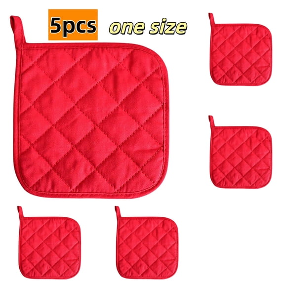 5Pcs Kitchen Pot Holders Set Heat Resistant Pure Cotton Potholders Kit Trivets Large Coasters Hot Pads Pot Holders for Everyday Cooking and Baking by 7.1 x 7.1 Inch