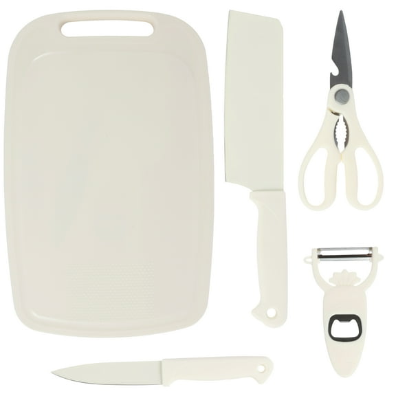 5Pcs Kitchens Knife Set Stainless Steel Knife Set with Chopping Board Scissors Kitchens Knife Fruits Knife Paring Knife Easy to Use Knife Set Suitable for Home Use