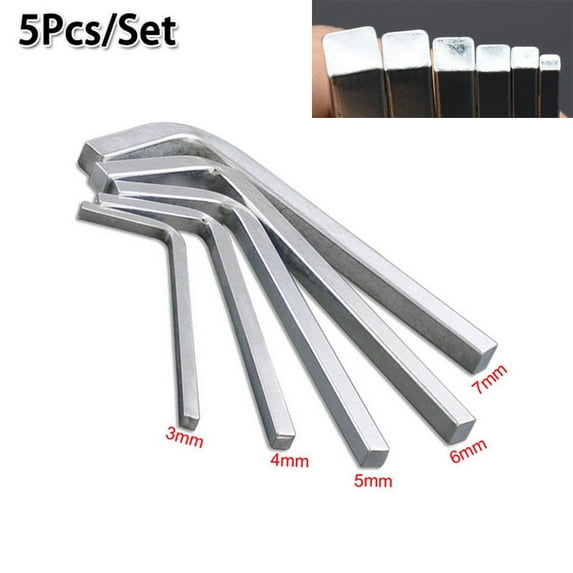 5Pcs L Shape Square Head Wrench Square Key 4 Point Wrench Screwdriver Set 3-7mm