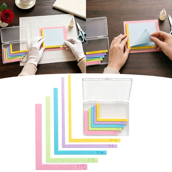 5Pcs LShaped Alignment Rulers With Storage Case Card Layering Guides Craft Tool Set For Card Making Photo Matting Diy Paper Art(Sky Blue-2.36")