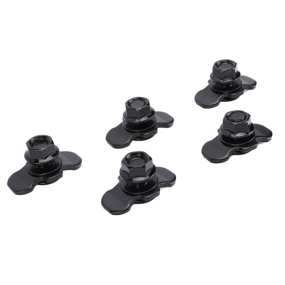 5Pcs L Track Double Lug Threaded Stud Nut Fitting M10x20mm (0.78 Inches) For Truck Bed Trailer Cargo Control Pickup RV ATV, Heavy Duty Anchor Points, Black