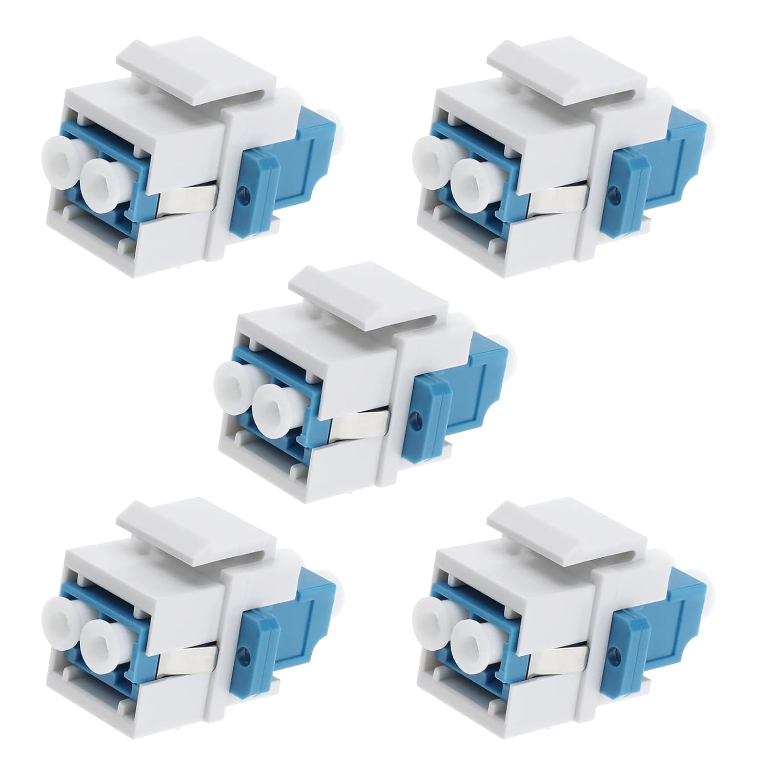 5-Pack SC To SC Simplex Single Mode Fiber Optic Adapters - Female To Female Couplers For Keystone Panels & Wall Boxes