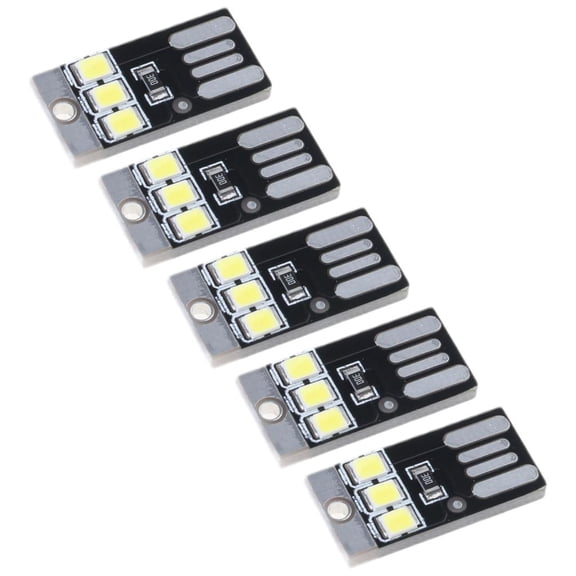 5Pcs LED Lamp 0.2W Reading Book Light USB Night Light Pocket Card LED Keychains Lamp