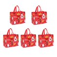 thumbnail image 1 of 5Pcs Large Christmas Gift Bags with Handles, Reusable Christmas Grocery Tote Bags for Christmas Holiday Gift Groceries Shopping Xmas Party Supplies (A), 1 of 3