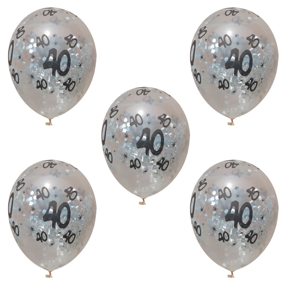 5Pcs Latex Balloons 40th Birthday Party Decorations Silver
