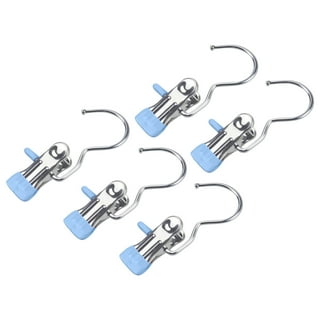 12PCS Laundry Hanging Hooks with Clips Boot Hanger Heavy Duty Clothes Pins,  Portable Metal Drying Clip for Bras, Socks, Towels, Underwear