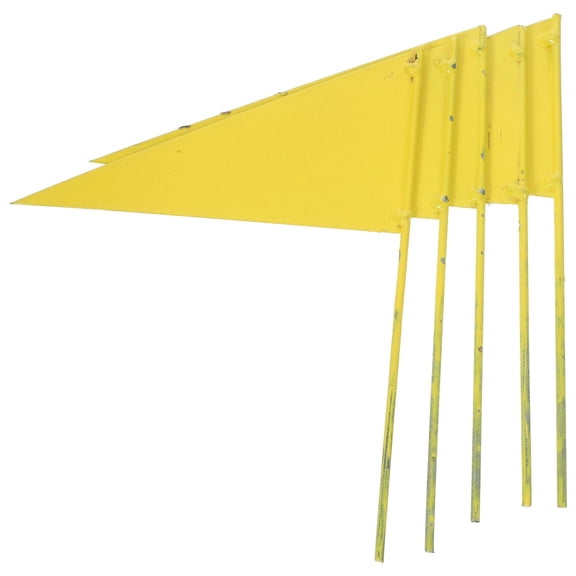 STRANDCHIC Yellow Triangular Iron Marking Flags for Yard Garden Landscaping 5 Pieces Outdoor Flags