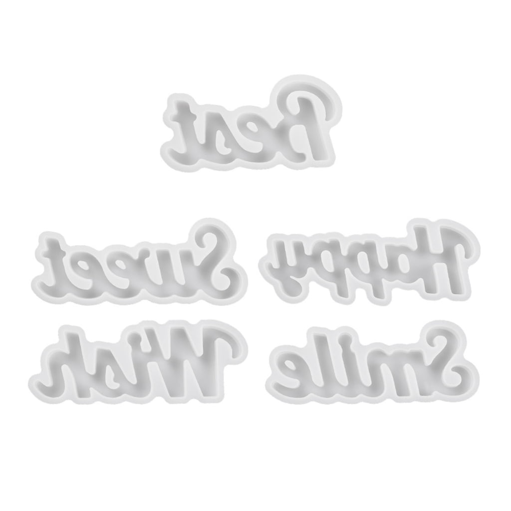5Pcs Letter Shaped Plaster Silicone Molds Blessing Words Resin Silicone