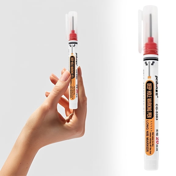 5Pcs Long Nib Marker,Long Head Deep Hole Marker - Multi-purpose Deep Hole Marker Pens,Quick Dry Waterproof Colorful Carpenter Pen Markers for Construction(Red)