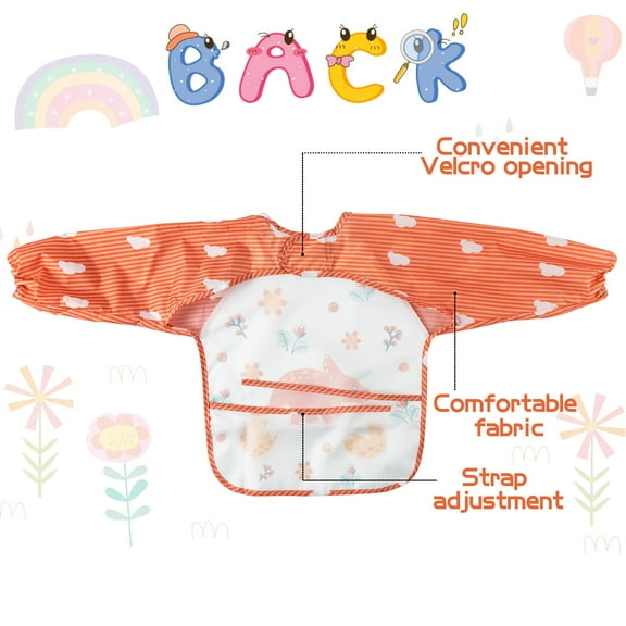 MALLMALL6 Dinosaur Unisex Baby Bib, 5 Piece Waterproof Polyester Bib Set, Newborn