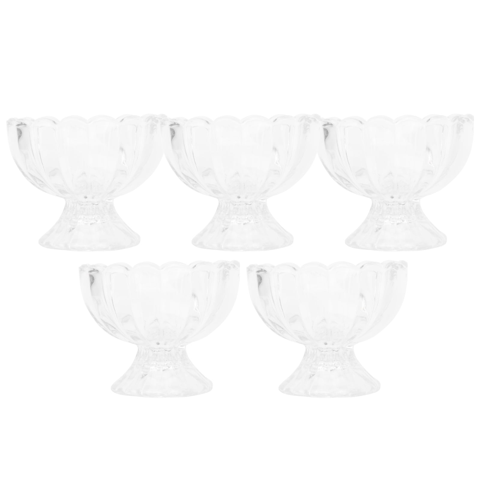 5Pcs Lotus Ice Cream Pudding Glass Handicraft Cup For Parfait Fruit