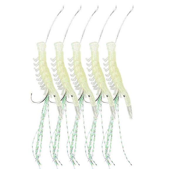 5Pcs Luminously Shrimp Lure Soft Fishing Lure Rigs Shrimp Fishhooks Tackles For Night Fishing And Deeply Water