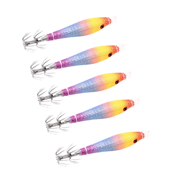 5Pcs Luminously Squid Jigs Hook Fishing Lures Baits Cuttlefish Sleeve Squid Jigs Saltwater Soft Night Fishing Baits
