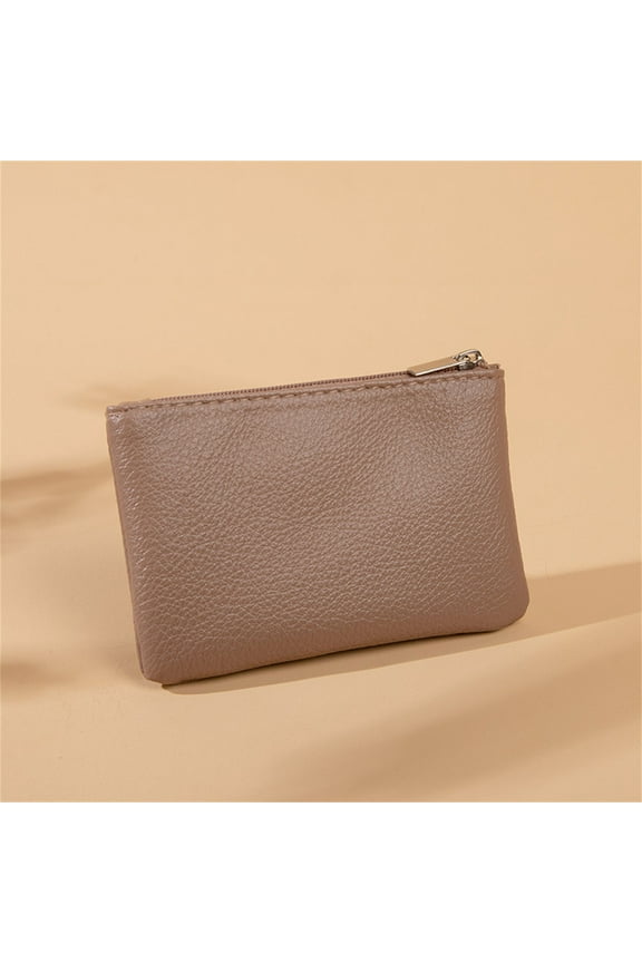 5Pcs Lychee Pattern Coin Purse! Yrmaups Lychee Pattern Coin Purse, Slim Minimalist Zipper Wallet, Ultra-Thin Short Card Organizer Pouch for Keys Cash, PU Leather Keychain Bag for Women Men Daily Use