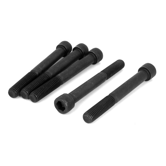 Unique Bargains M12x100mm 12.9 Alloy Steel Hex Socket Screws Partially Threaded Bolt Black 5Pcs