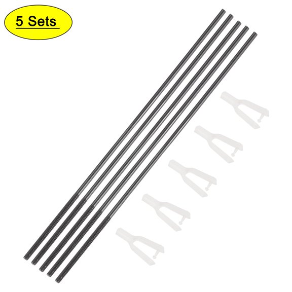 5Pcs M2 x 28mm One End Threaded 300mm Long Metal Push Rods w 5Pcs Nylon Clevis 1.5x20mm