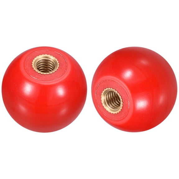 5Pcs M6 Copper Thread 25mm Dia Threaded Ball Knobs for Machine Handle, Red