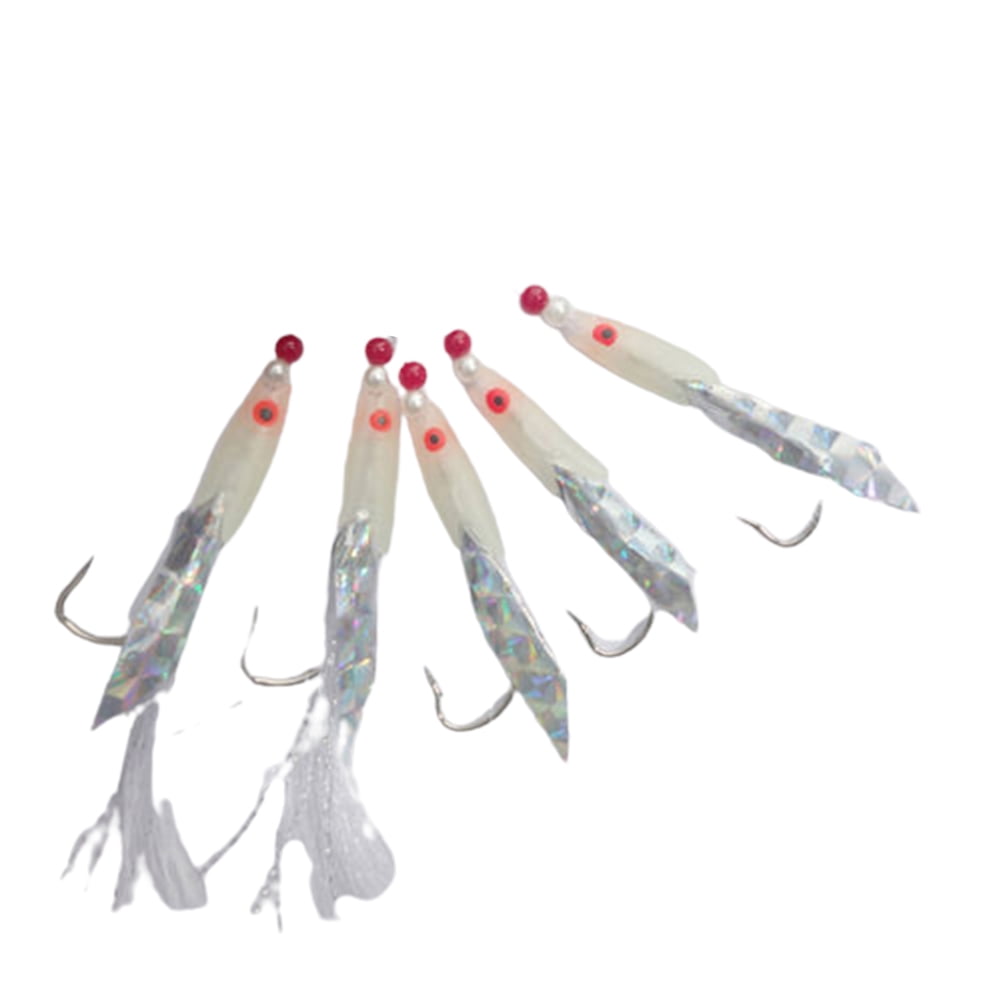 5Pcs Mackerel Feathers Bass Cod Lure Sea Fishing Rigs Tackle Helpful Tool 