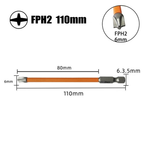 5Pcs Magnetic Special Slotted Cross Screwdriver Bit for Electrician Fph2 110Mm