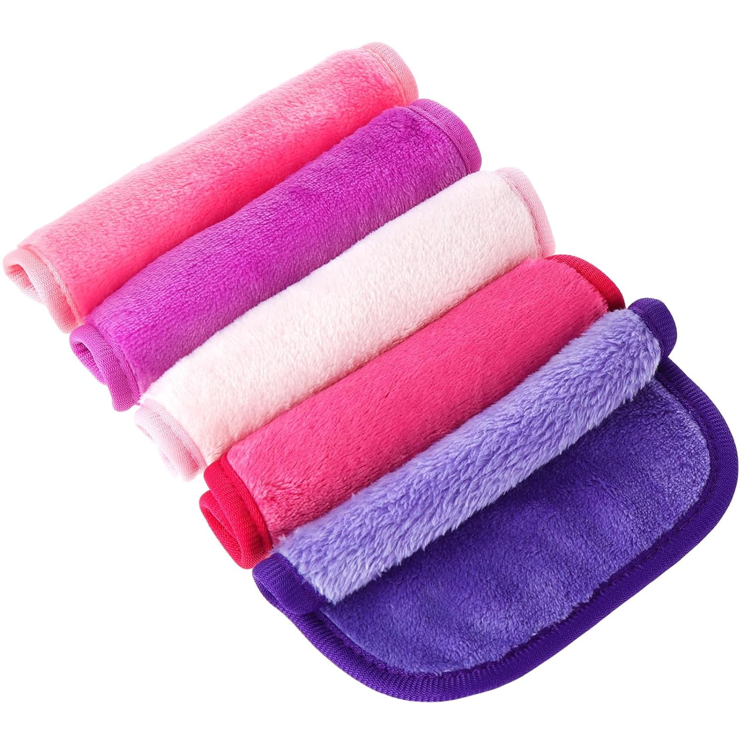 5Pcs Makeup Remover Cloths, Microfiber Cloth Facial Cleaning Wipes Face Cloths Makeup Remover Make Up Towels Washcloths for Sensitive Skin Daily Travel Eye Skincare,6 X 6Inch