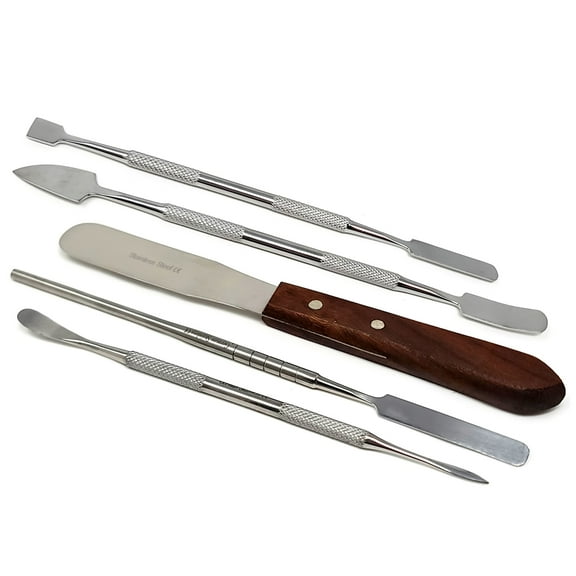 5Pcs Makeup Spatula Tool Metal Set Professional Beauty Stainless Steel Cosmetics Mixer Long Metal Spatula Depotting Mixing Tools