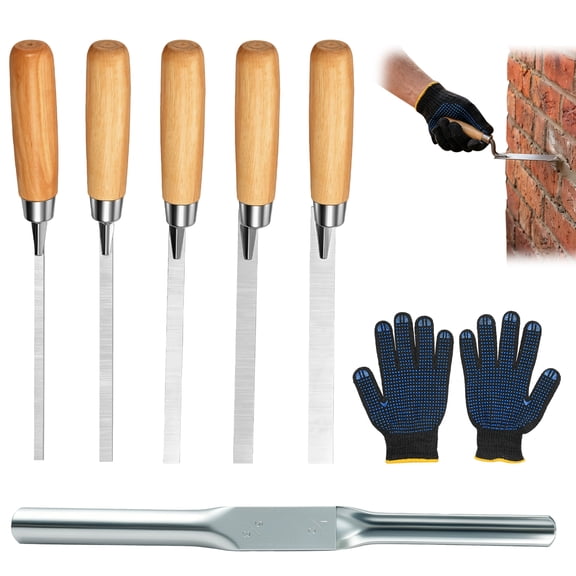 5Pcs Masonry Trowel Tool Set with Dual End Corner Jointer for for Concrete, Cement, Drywall, and Tile Wall Grouting Repair(6/8/10/12/15mm)