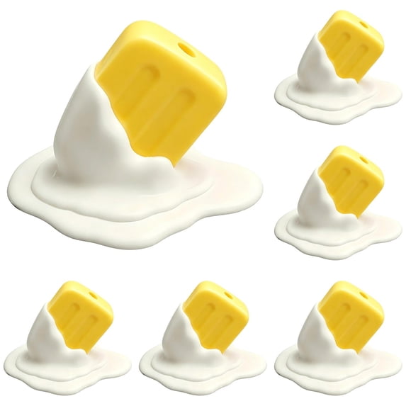 5Pcs Melting Ice Cream Pen Holder 4.65in Yellow Resin Desktop Organizer - Cute Pencil Cup Storage Box for Home Office Desk Decor, Vanity Makeup Brush Holder, Creative Gift for Birthdays & Holidays