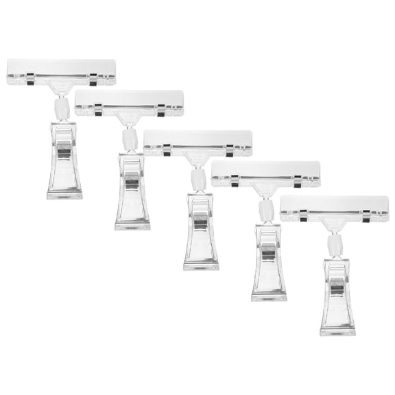 5Pcs Merchandise Sign Clip Double Display Clips for Retail Cards Transparent