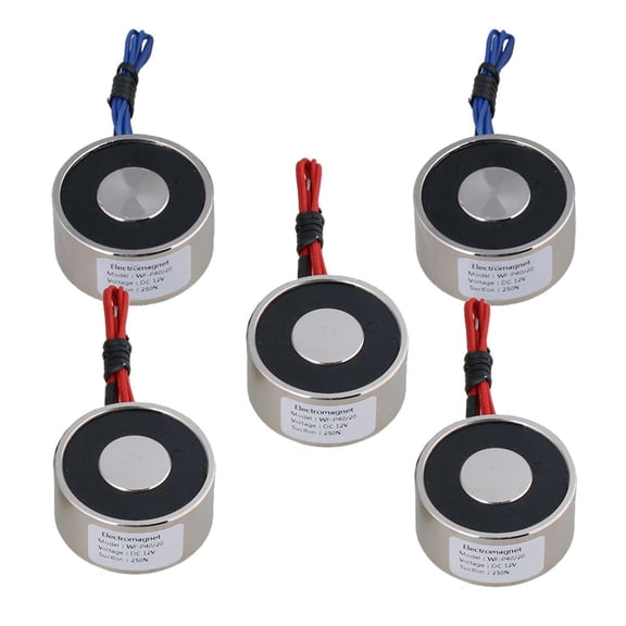 5Pcs Metal 55 Lb 25Kg Electric Lifting Magnet Holding Electromagnet 12V Dc 250N