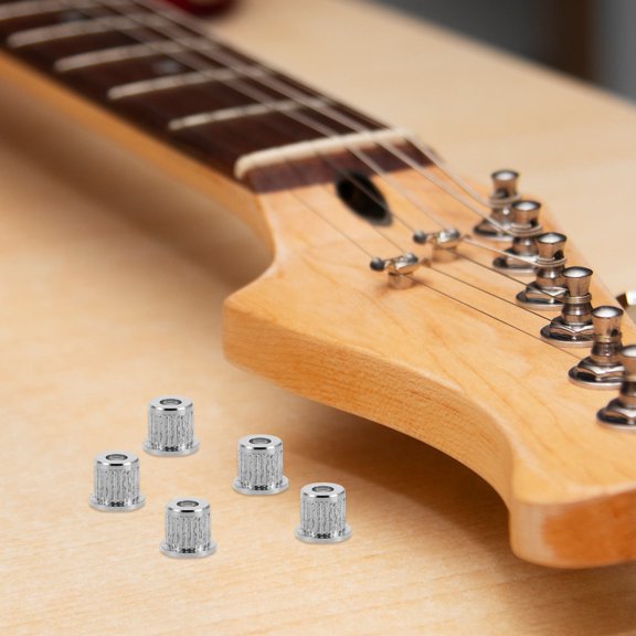 5Pcs Metal Bass Guitar String Ferrules Plated Silver with Smooth Interior for Low Frequency Clarity
