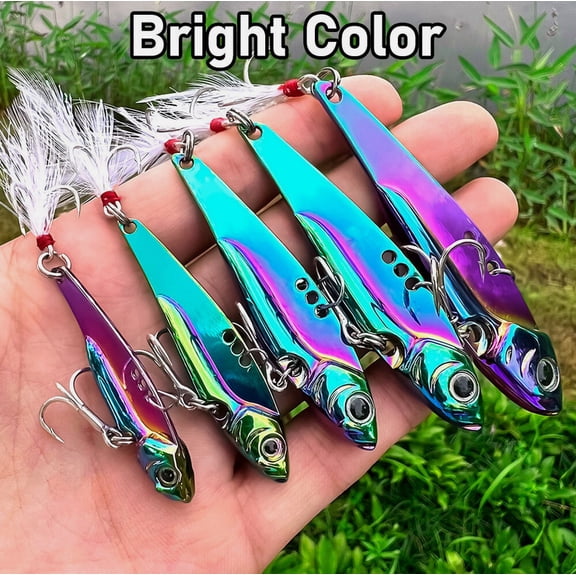 5Pcs Metal Blade Baits Fishing Lures VIB Sinking Jigging Spoons Hard Swimbait