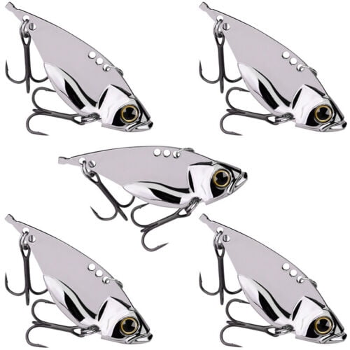 5Pcs Metal Blade Fishing Lures 5/7/10/15/20g Hard VIB Crank Bait Sinking Hook