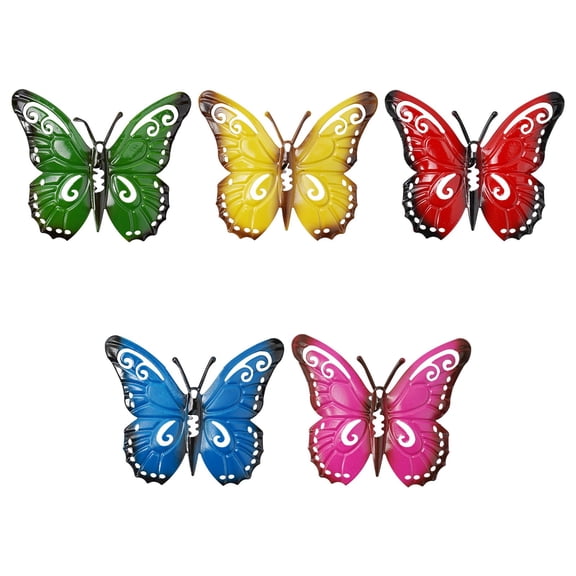 5Pcs Metal Butterfly Wall Decor - Outdoor Fence Wall Art Decor, Hanging Decoration for Garden Yard Living Room Bedroom Patio Balcony