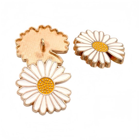 5Pcs Metal Button Daisy Shape Single Hole for Garments Crafts Sewing DIY Embellishments