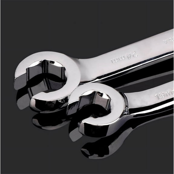 5Pcs Metric 6 Point Flare Nut Wrench Set w/Wrench Organizer Case Hand Tools
